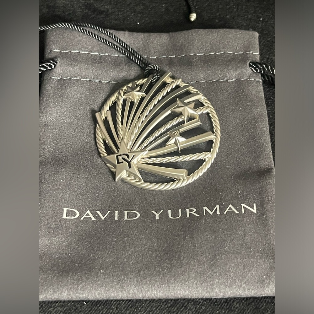 Authentic David Yurman Silver Ornaments On Embellished Cord w/ DY Pouch